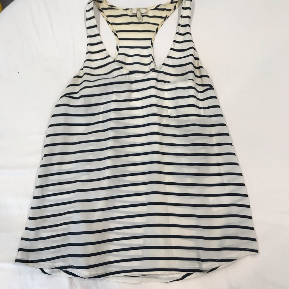 Joie silk tank - white and navy stripped
